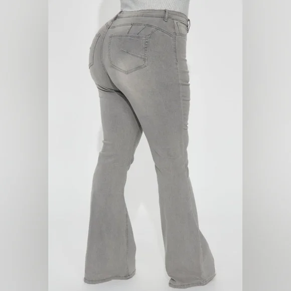 Fashion Nova Gray Flare Jeans - Picture 6 of 6
